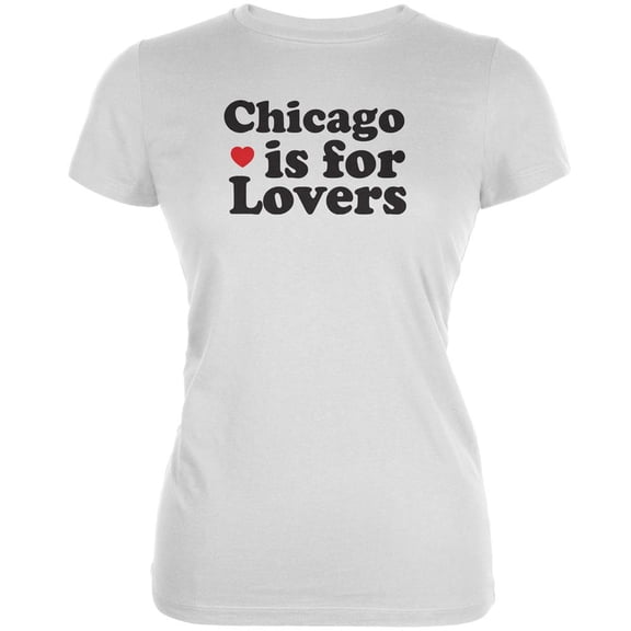 Chicago Is For Lovers White Juniors Soft T-Shirt - Medium