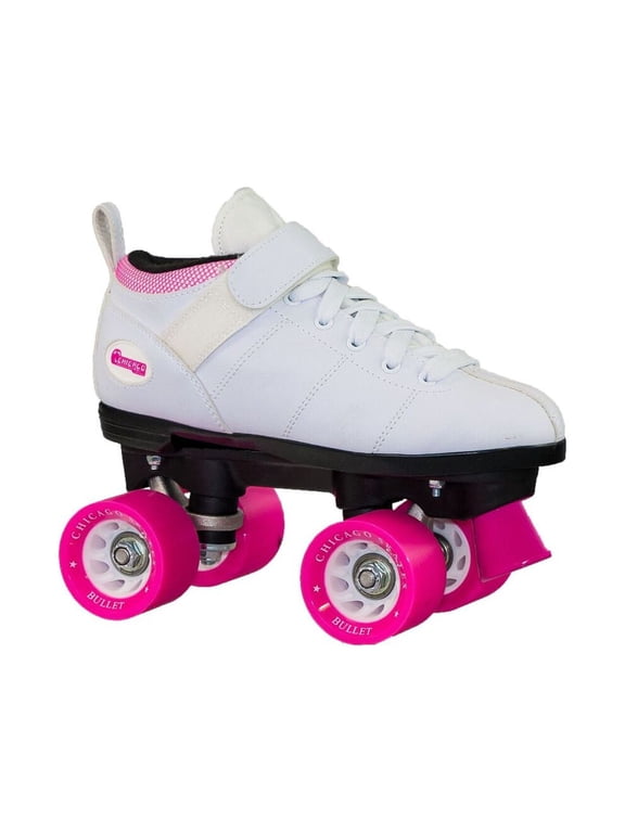 Chicago Ladies Bullet Speed Skates White Classic Quad Roller Skate, Size 10