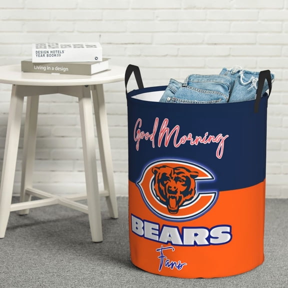 Chicago Large Foldable Round Laundry Basket Football Team Theme Storage Basket Suitable for Storage Box T_oy Storage Box Gift Basket Bedroom Clothes Ch_il_dren Kinder_garten T_oy Basket