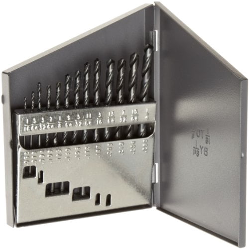 Chicago Latrobe 57711 150 Series High-Speed Steel Jobber Length Drill Bit Set with Metal Case, Black Oxide Finish, 118 Degree Conventional Point, Inch, 13-piece, 1/16" - 1/4" in 1/64" increm