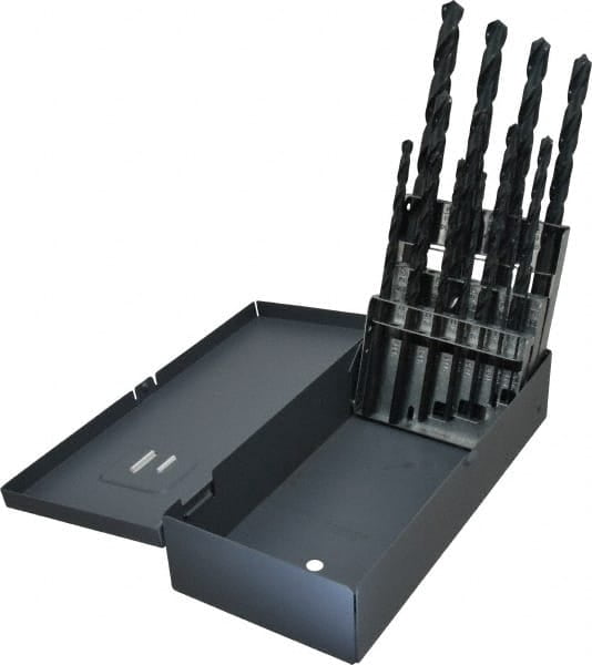 1/16 to 1/2", 118° Point, Oxide Finish, High Speed Steel Taper Length Drill Bit Set