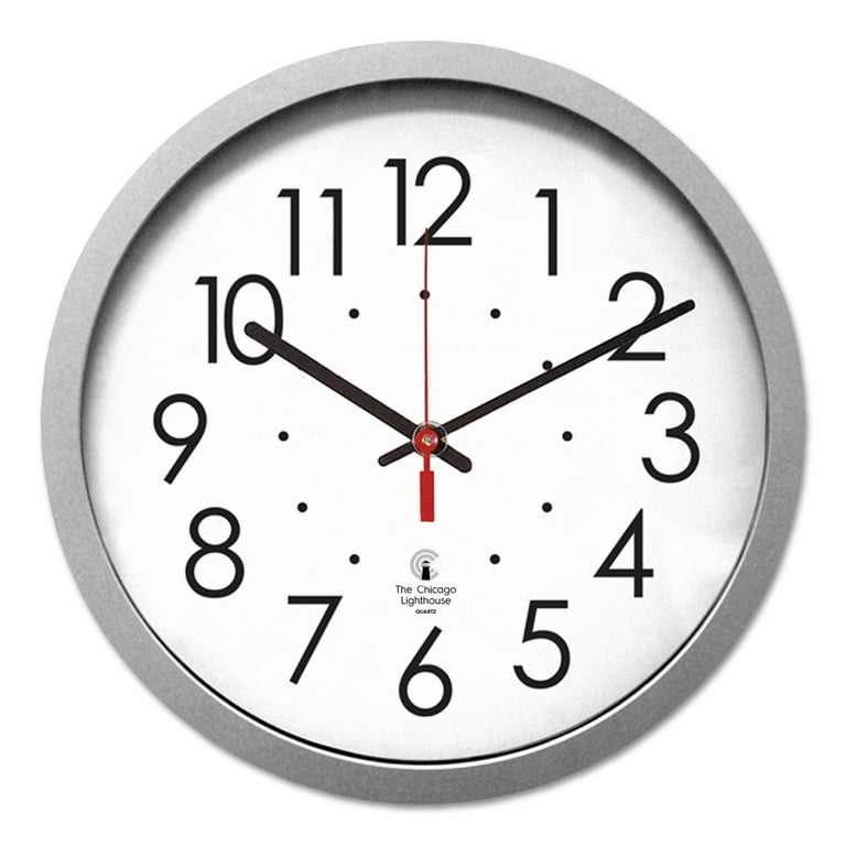 Silver Contemporary Clock, 14.5 Silver Contemporary Clock, 14.5