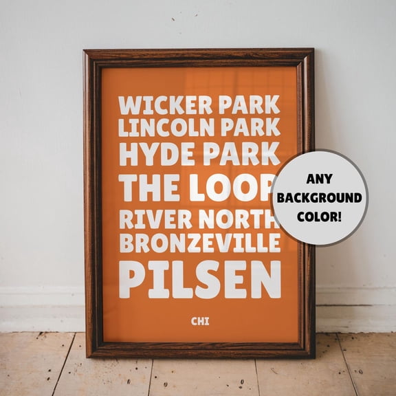 Chicago Locations Wall Art Poster, Chicago Poster, Travel Wall Art Poster, Air Bnb Decor, Typography Poster, Unique Home Decor,, Unframed Poster Size 12x18