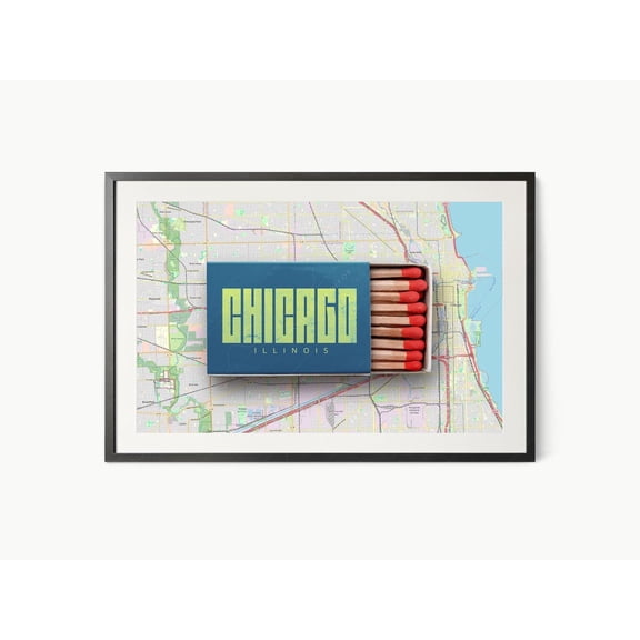 Chicago Map City Matchbox Travel Poster