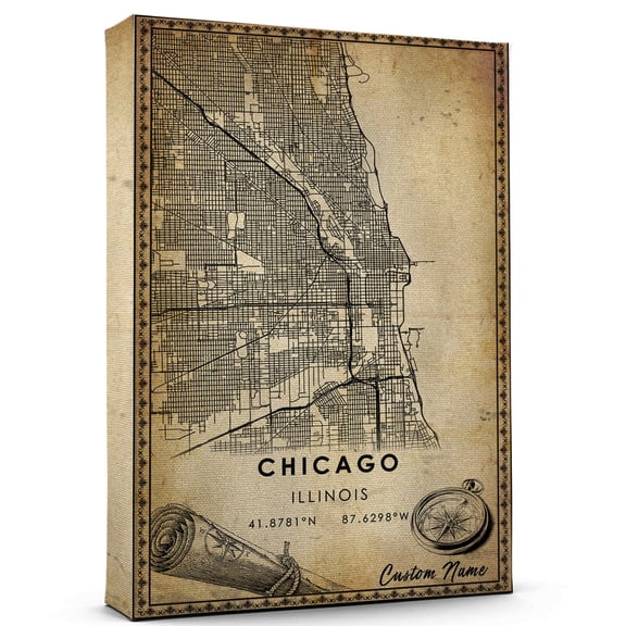 Chicago Map Poster, Illinois Map Art Poster, Canvas, Chicago Map City style Watercolor art Poster, Chicago Map Canvas - 89AZ1529