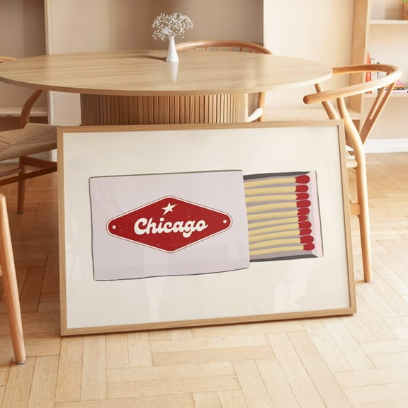 Chicago Matchbox Print Chicago Travel Chicago Illinois Art Us Travel Print Chicago United States Wall Art Us Travel Home Decor #1233, Unframed Poster Size 8x12