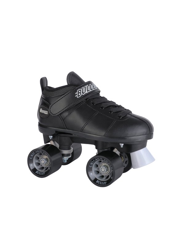 Men's Bullet Speed Skates Black Classic Quad Roller Skate, Size 9