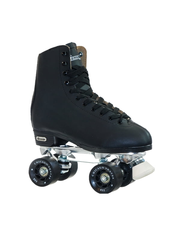 Chicago Men's Deluxe Quad Roller Skates Black Classic Rink Skate, Size 13