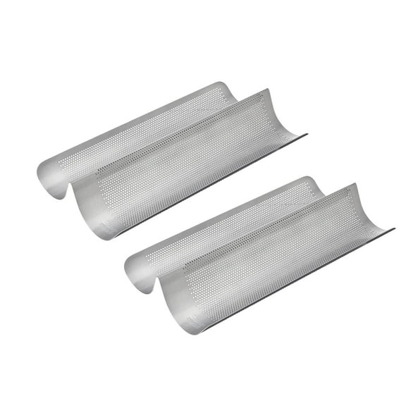 Chicago Metallic Perforated French Bread Pan - Non-Stick Baguette Pan | For Baking Crisp, Golden-Brown Crust - Heavy-Weight Aluminum Bread Baking Tool | (16" L x 9" W x 2.5" H) - Dishwasher Safe