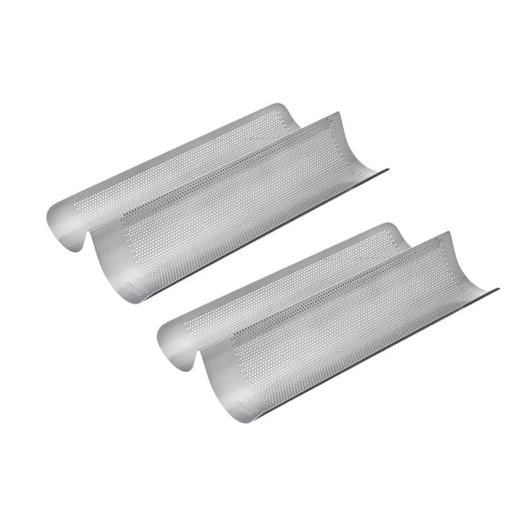 Chicago Metallic Perforated French Bread Pan - Non-Stick Baguette Pan | For Baking Crisp, Golden-Brown Crust - Heavy-Weight Aluminum Bread Baking Tool | (16" L x 9" W x 2.5" H) - Dishwasher Safe