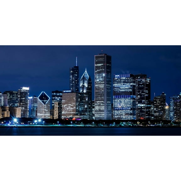 Chicago Night Skyline - CANVAS OR PRINT WALL ART