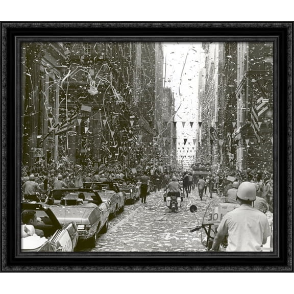 Chicago Parade for Apollo 11 34x28 Large Black Ornate Wood Framed Canvas Art