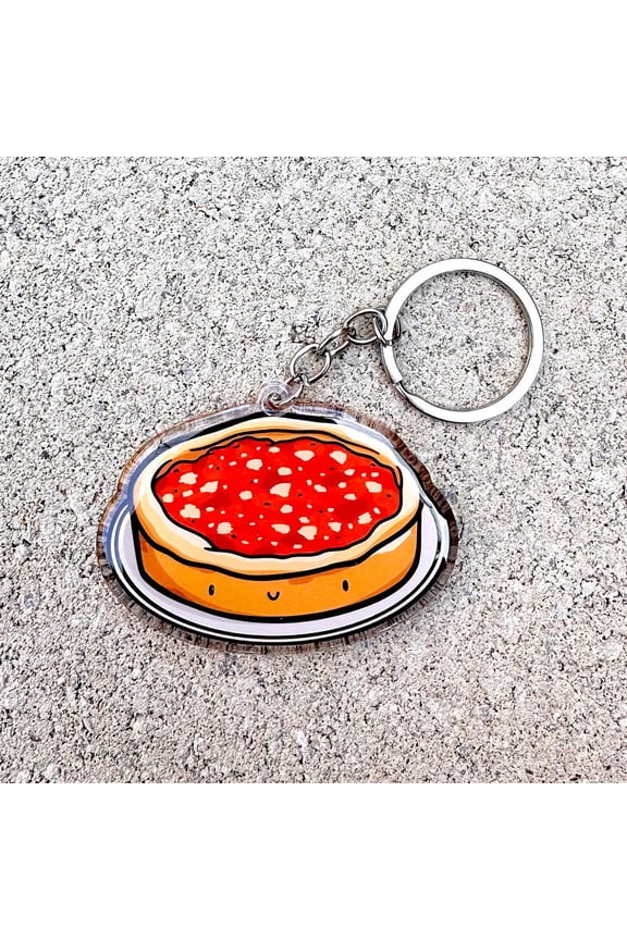 Chicago Pizza Keychain | Cute Acrylic Keychain | kawaii keychain | Deep Dish Pizza Keychain | cute chicago keychain | chicago trip keychain