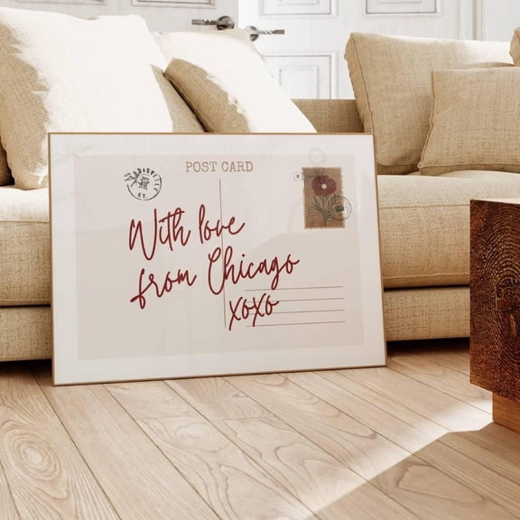 Chicago Postcard Wall Art Retro Windy City Decor, Unframed Canvas Size 24x36