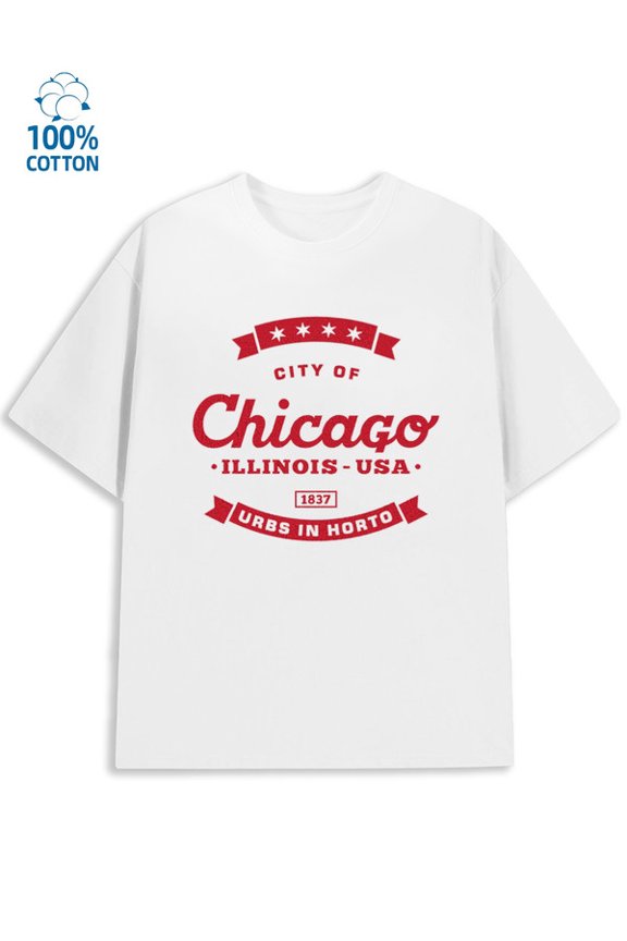 Chicago Pride Tee for men city 180G 100% Cotton white short y2k Trendy Unisex Shirt Graphic tshirts Basic Unisex Shirt Crewneck tshirts Fashion Unisex Shirt Cotton tshirts