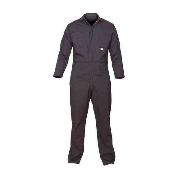 Coverall, 12.4 cal/sq cm ATPV, 2XL, 32 in Inseam, FR Cotton Blend (88% Cotton, 12% Nylon), Zipper