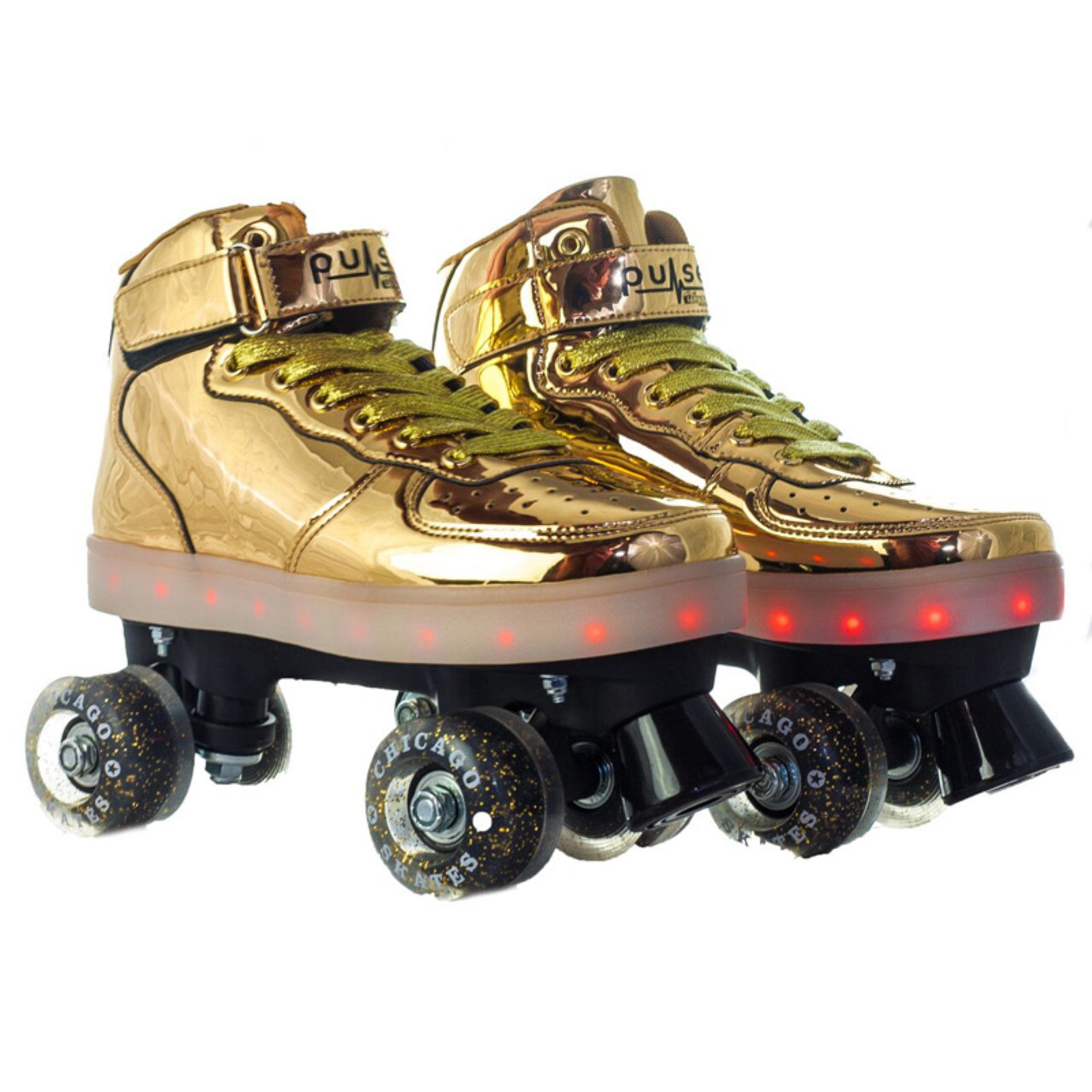 Chicago Pulse Multi Flashing Quad Skate, Gold, Size 3