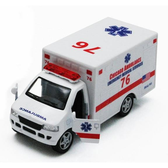 Chicago Rescue Team Ambulance, White - Kinsmart 5259DCG - 5" Diecast Model Toy Car (Brand New, but NOT IN BOX)