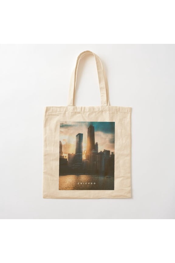 Chicago, Retro Cityscapes Canvas Tote Bags, Reusable Shopping Bag