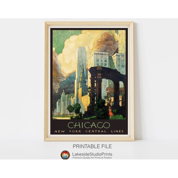 Chicago Retro Poster | Vintage Travel Wall Art, 16x24 UNFRAMED