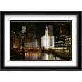 thumbnail image 1 of Chicago River at Night 2x Matted 38x28 Large Black Ornate Framed Art Print by The Cityscape Art Print Series, 1 of 2