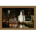 thumbnail image 1 of Chicago River at Night 40x28 Large Gold Ornate Wood Framed Canvas Art, 1 of 2