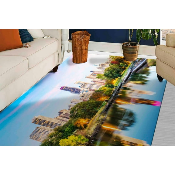 Chicago Rug, Office Rugs, City Landscape Rug, View Rugs, Bathroom Rug, Living Room Rug, Dining Room Rug, Non-Slip Carpet, 3.3'x5' - 100x150 cm