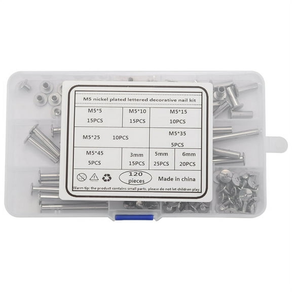 Top Sales Chicago Screw Binding Screws Posts Assortment Kit for DIY Leather Bookbinding Crafts(120Pcs,M5)