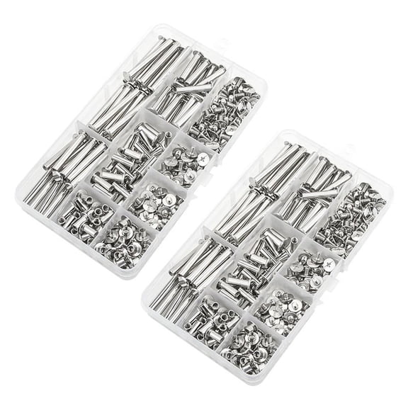 Chicago Screw Binding Screws Posts Assortment Kit for DIY Leather Bookbinding Crafts(240Pcs,M5),silver