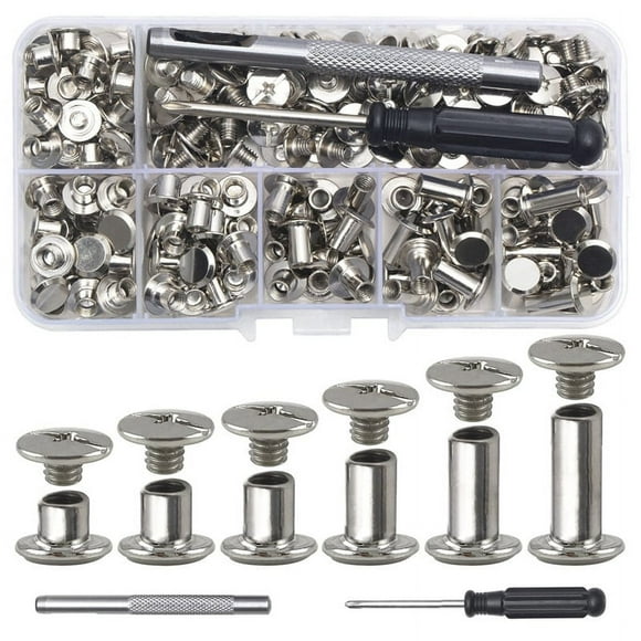 Chicago Screw Leather Rivets Assorted M5 Binding Screws for Decorating PU Craft Belts(110PCS)A