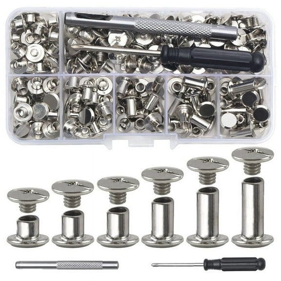 Chicago Screw Leather Rivets Assorted Screw Rivets M5 Chicago Binding Screws for Decorating PU Craft Belts(110PCS