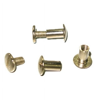 TRUBIND Chicago Screw and Post Sets - 1 inch Post Length - 3/16 inch Post  Diameter - Antique Brass Aluminum Hardware Fasteners - 100 Screws with 100