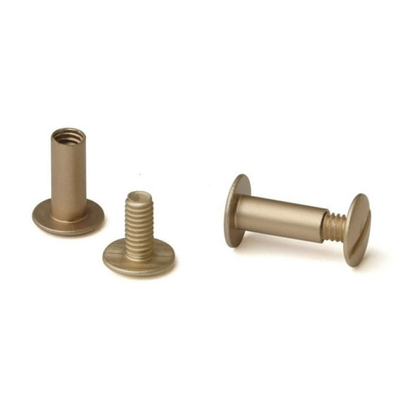 Chicago Screw Posts - TruBind Aluminum Binding Posts & Screws - 1/2 Inch, 3/16 Inch, Antique Brass - 100 Sets - Bookbinding, Menus, Manuals