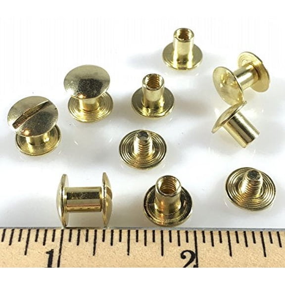 chicago screws 1/4" plain 25 pieces gold finish