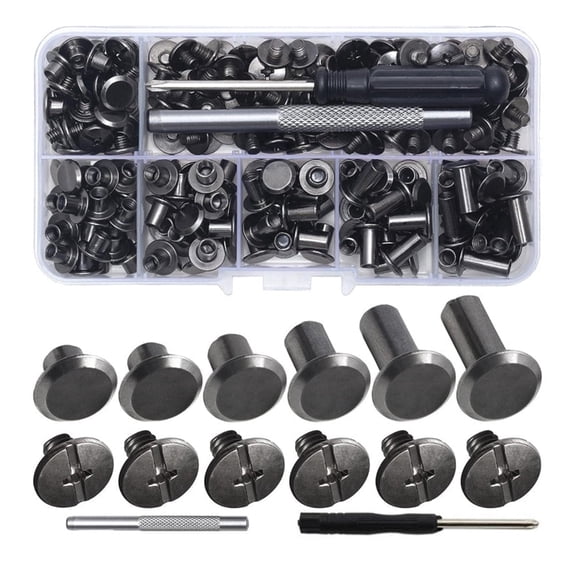 Youersen Chicago Screws Kit, Assorted Screw Rivets for Leathercraft and Repair Projects, 110 Pcs Black