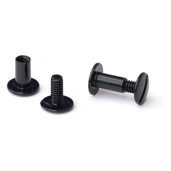 Chicago Screws and Posts | 3/8" Post Length, 3/16" Diameter | Black Aluminum | 100 Sets - Book Binding, Loose Leaf, Menu, Scrapbook Projects