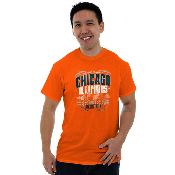 Chicago Second City Skyline Retro IL Plus Size Crewneck Graphic Tee Shirt Brisco Brands 2X