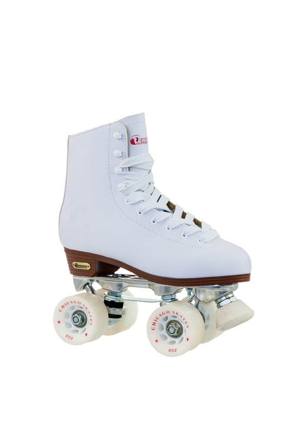 Ladies Deluxe Quad Roller Skate White Classic Rink, Size 8