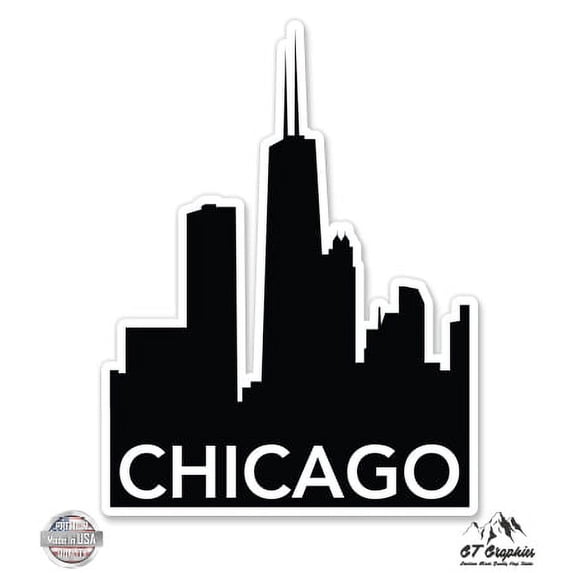 Chicago Skyline - 5" Vinyl Sticker - For Car Laptop I-Pad - Waterproof Decal