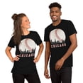 thumbnail image 1 of Chicago Skyline Baseball Graphic T-Shirt, Vintage Sports City Tee (Black, L), 1 of 1