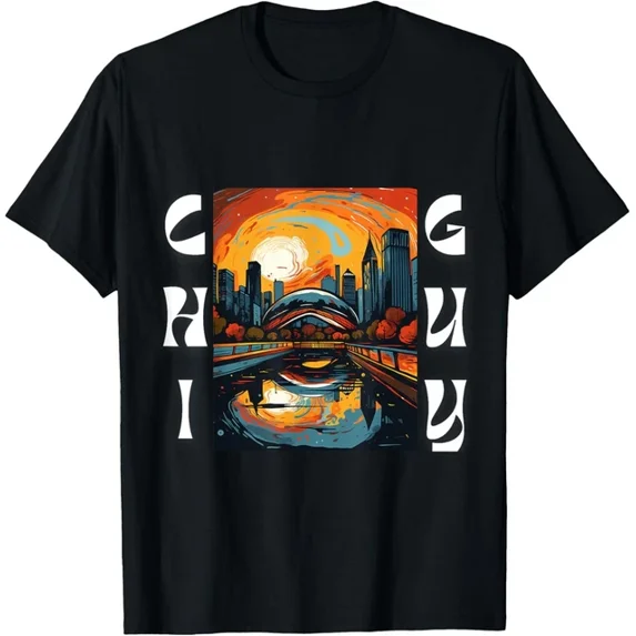 Chicago Skyline Bean Chi Guy Love Chicago Abstract Art T-Shirt Unisex S-5XL Hot Trending Shirt, Vintage Birthday Gift