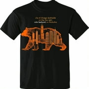 HAOY Chicago Skyline Bear Silhouette Orange TShirt Black Tee