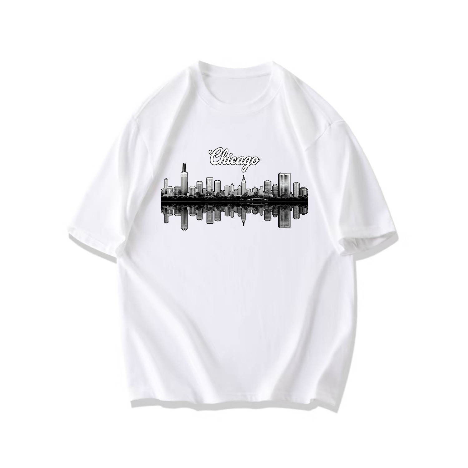 Chicago Skyline Cityscape T Shirt Black Urban Architecture Print For ...