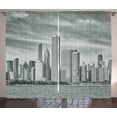 thumbnail image 1 of Ambesonne Chicago Skyline Curtains 2 Panel Set, Waterfront City, 108" x 108", Grey, 1 of 3