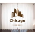thumbnail image 1 of Ambesonne Chicago Skyline Curtains 2 Panel Set, Urban Retro, 108" x 108", Eggshell Chocolate, 1 of 3
