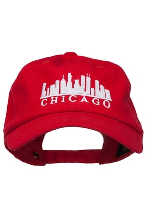 Chicago Skyline Embroidered Washed Cap - Red OSFM