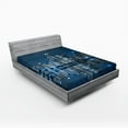 thumbnail image 1 of Chicago Skyline Fitted Sheet, Sleeping City Dramatic Urban Resting Popular American Lake Picture, Decorative Soft Bedding All-round Elastic Pocket, California King, Night Blue Grey, by Ambesonne, 1 of 1