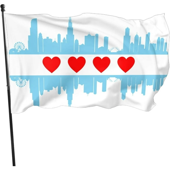 Chicago Skyline Flag 3x5 Ft Flag Home Outdoor Indoor Garden Home Decoration Banner