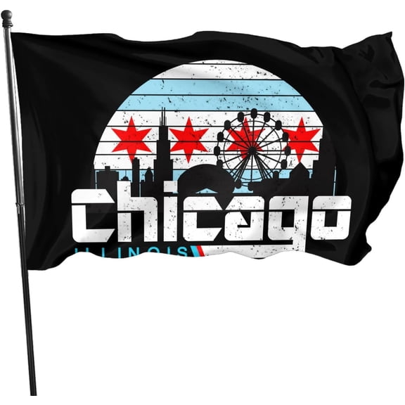 Chicago Skyline Flag 3x5 Ft Flag Home Outdoor Indoor Garden Home Decoration Banner
