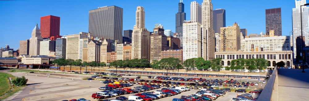 Chicago Skyline Illinois Canvas Art - Panoramic Images (36 x 12)